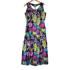 Vintage 90s‎ Scarlett Floral Maxi Dress Size13/14 Tropical Sleeveless Resort